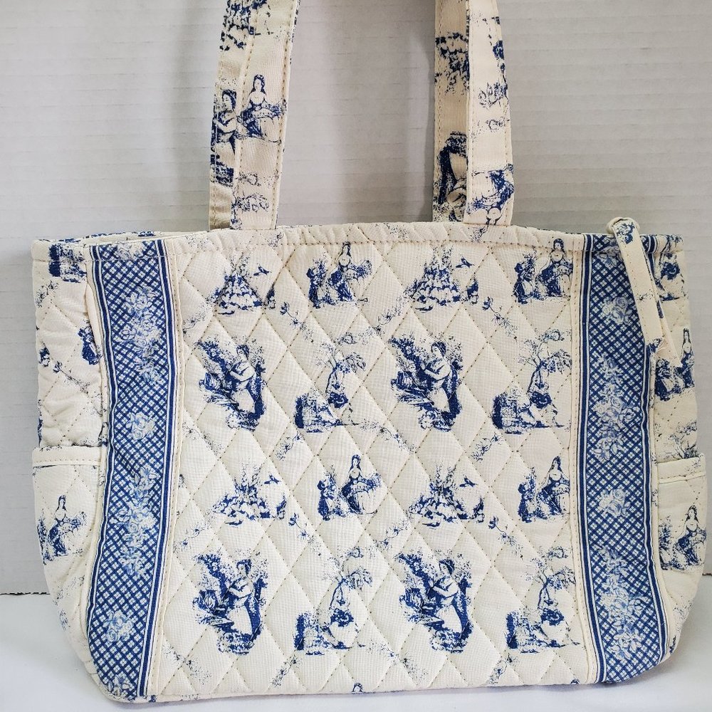 OFF WHITE AND BLUE PADDED TAPASTRY - Picture 1 of 8